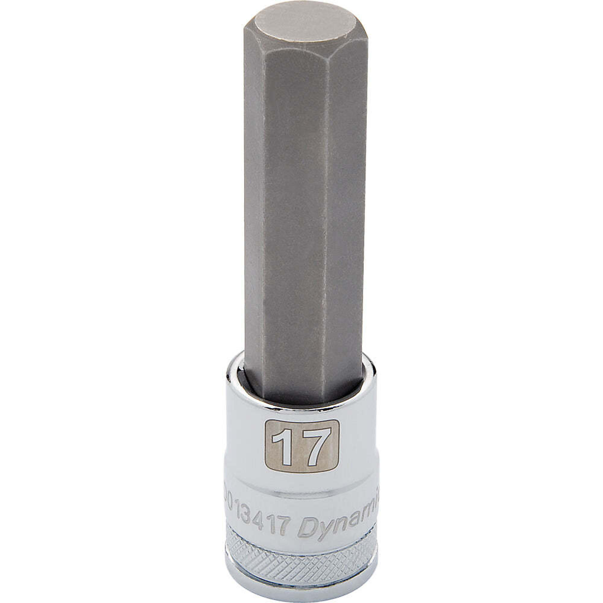 Dynamic Tools 1/2" Drive Metric Hex Head, 17mm Long Bit, Chrome Finish Socket